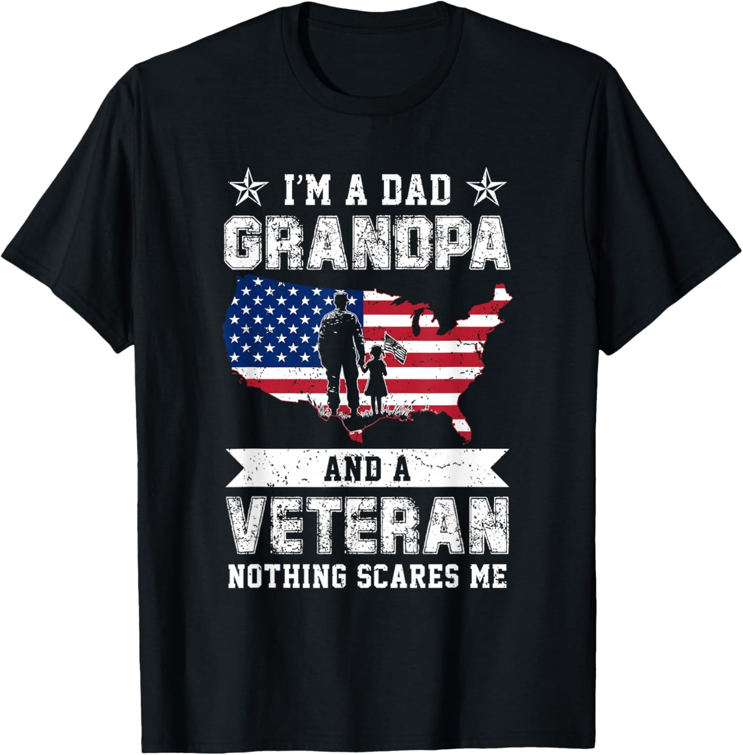 Im A Veteran Dad Grandpa Veterans Day Birthday US T-Shirt - T-Shirt | Black