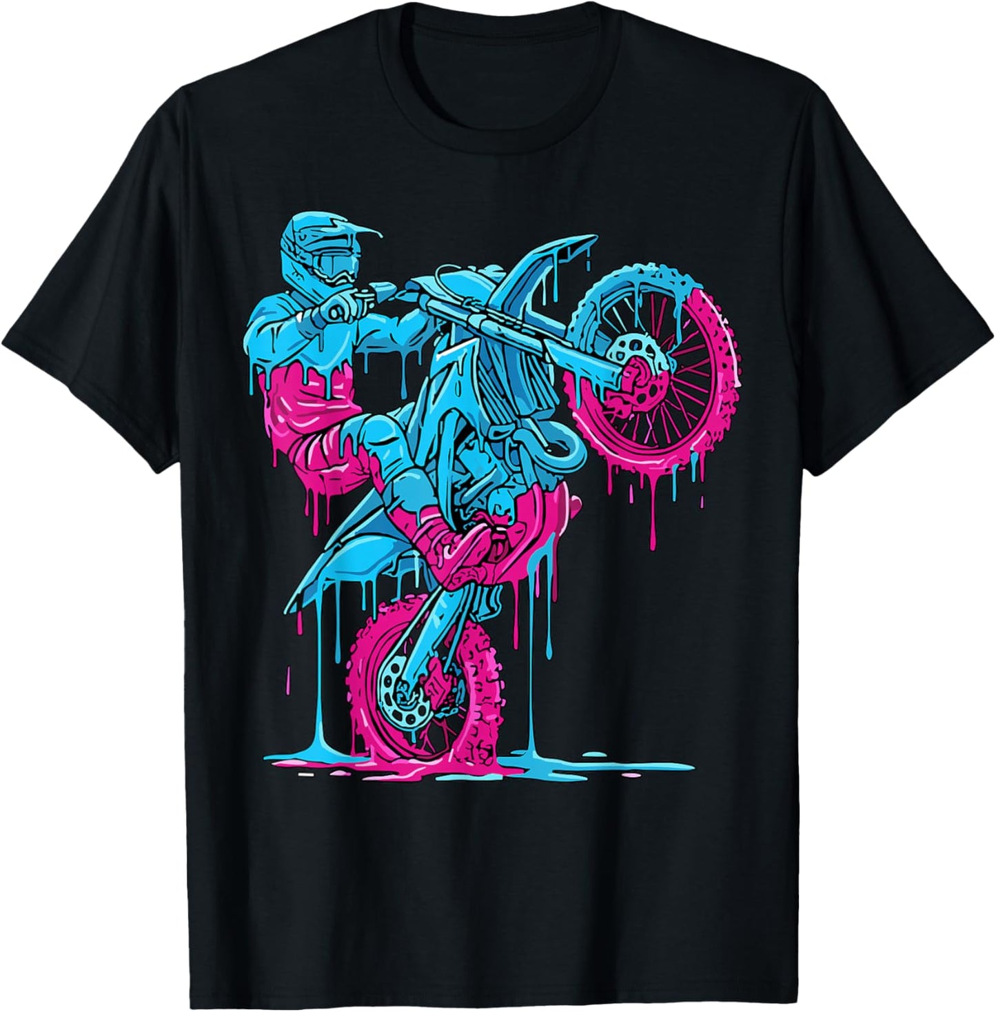 Dirt Bike Rider Drip Motocross T-Shirt - T-Shirt | Black