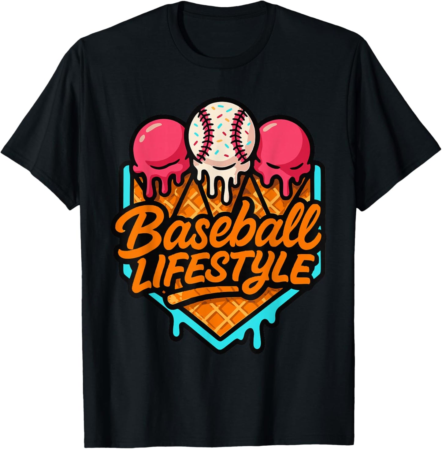 Baseball Lifestyle 101 Apparel Youth Baseball Drip Icecream T-Shirt - T-Shirt | Black