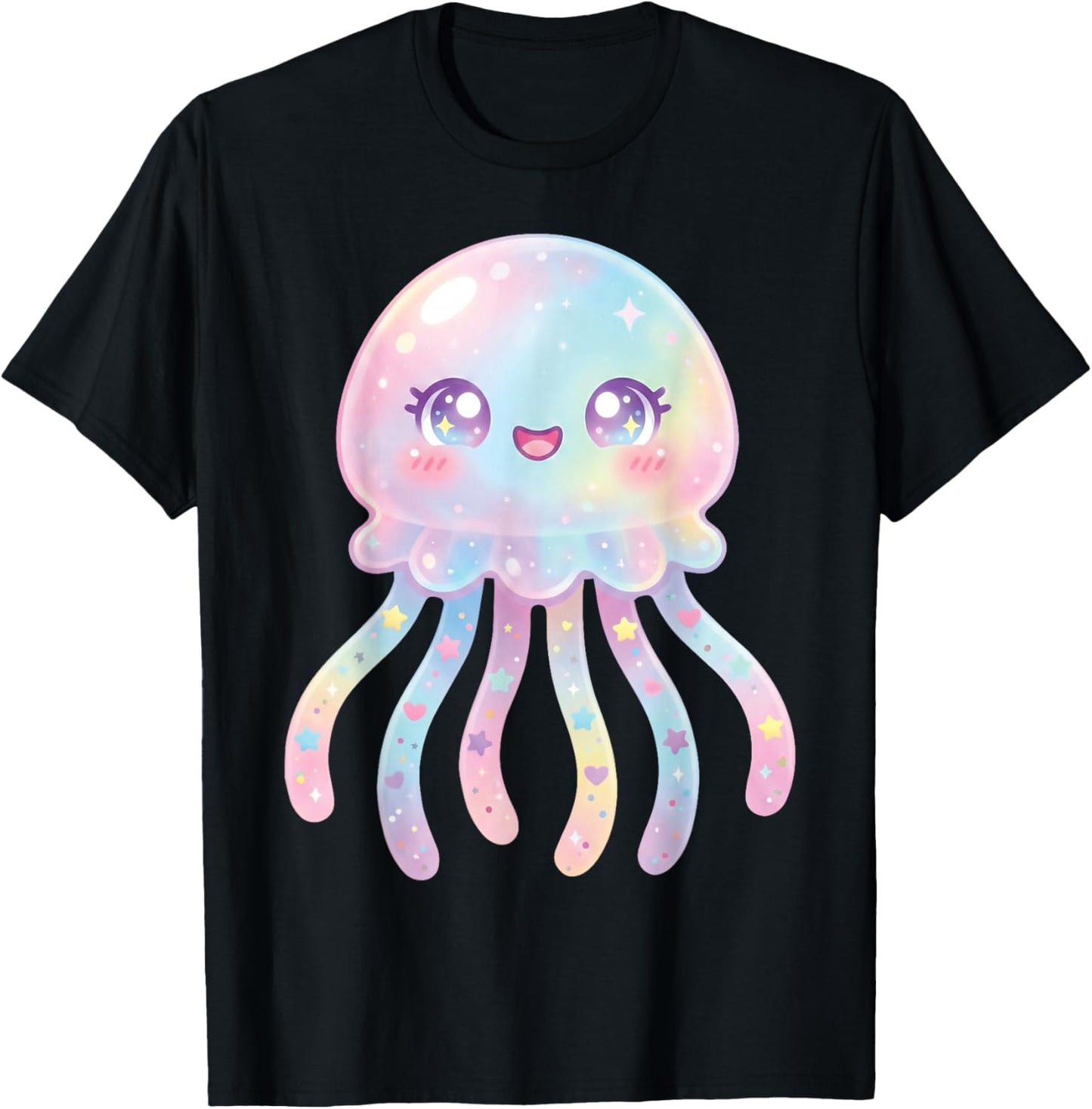 Jellyfish Cute Kawaii Women Kids Colorful Jellyfish T-Shirt - T-Shirt | Black
