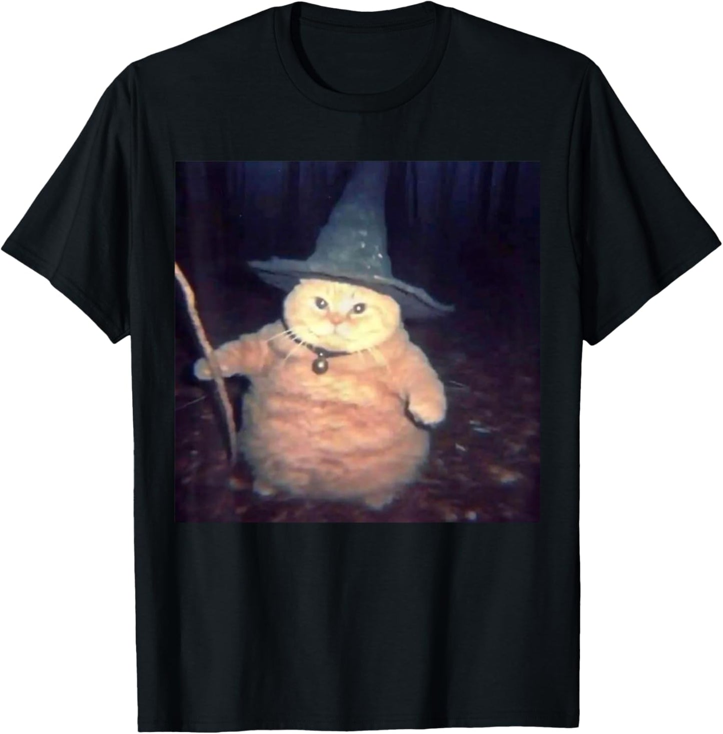 Cute Funny Cat Halloween Cat Meme Wizard Cat Weird Cat Ghost T-Shirt - T-Shirt | Black