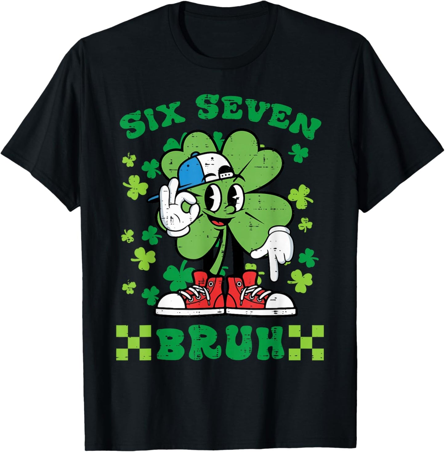 St Patricks Day Six Seven Bruh 6 7 Meme Boys Kids Youth T-Shirt - T-Shirt | Black