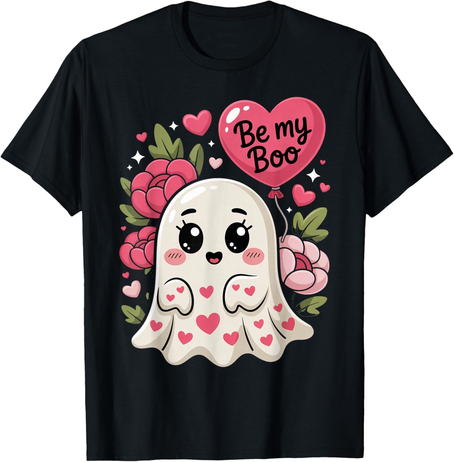 Be My Boo Cute Ghost Valentine´s Day Love T-Shirt - T-Shirt | Black