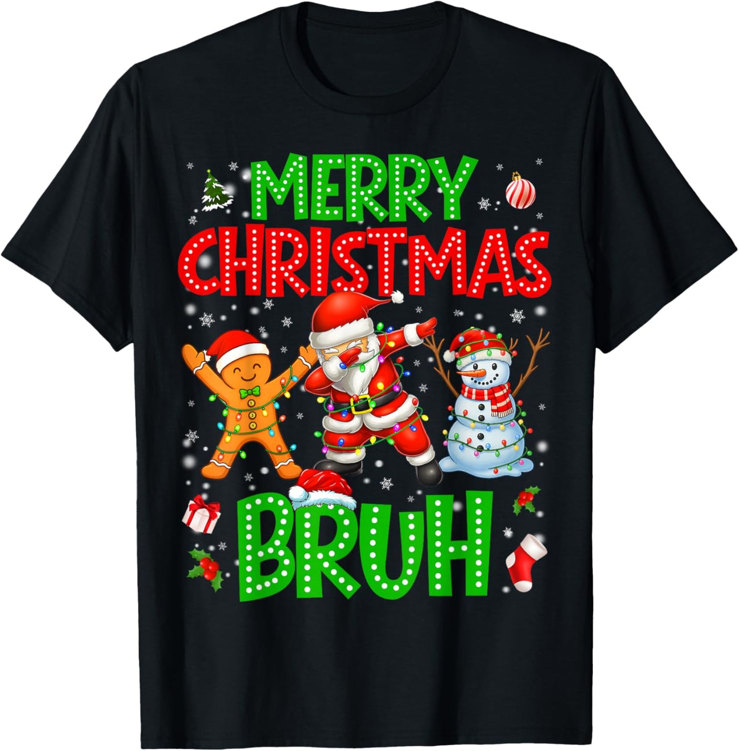 Merry Christmas Bruh Dabbing Santa Xmas Toddler Boy T-Shirt - T-Shirt | Black