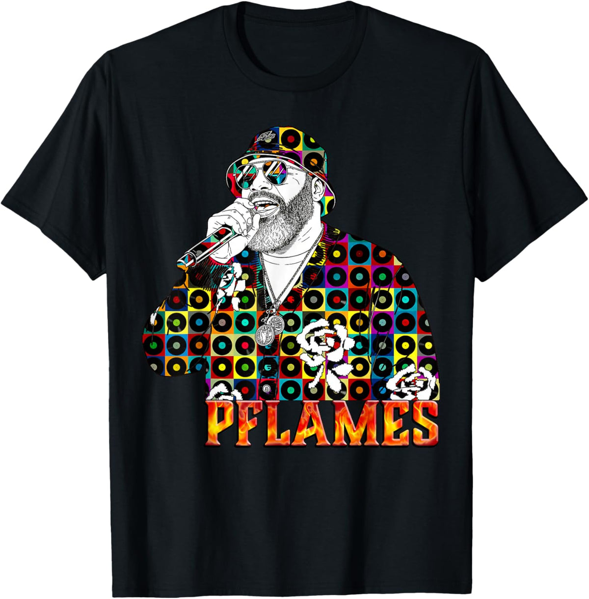 The Joy Experience | PFLAMES Vinyl Mosaic Portrait T-Shirt - T-Shirt | Black