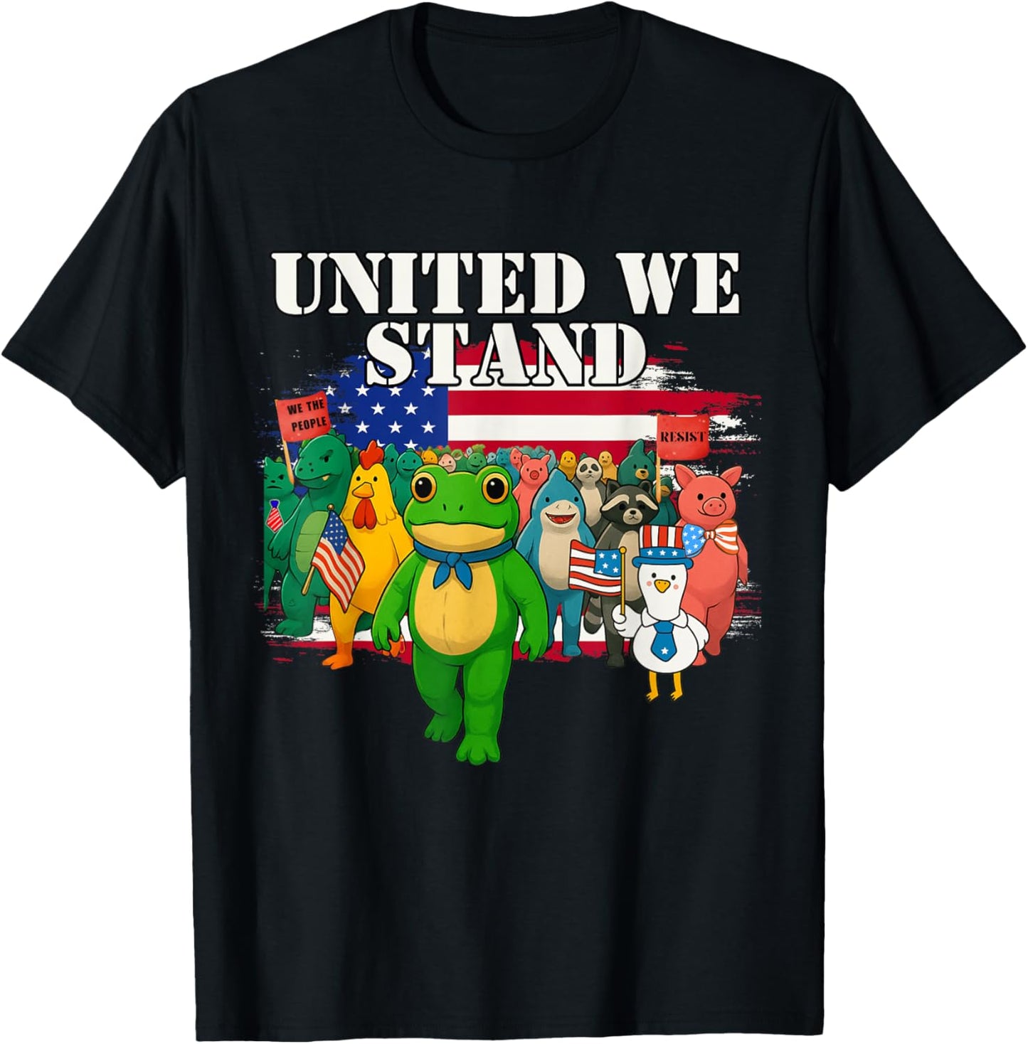 Portland Frog, United we Stand Peaciful Protest Resist T-Shirt - T-Shirt | Black