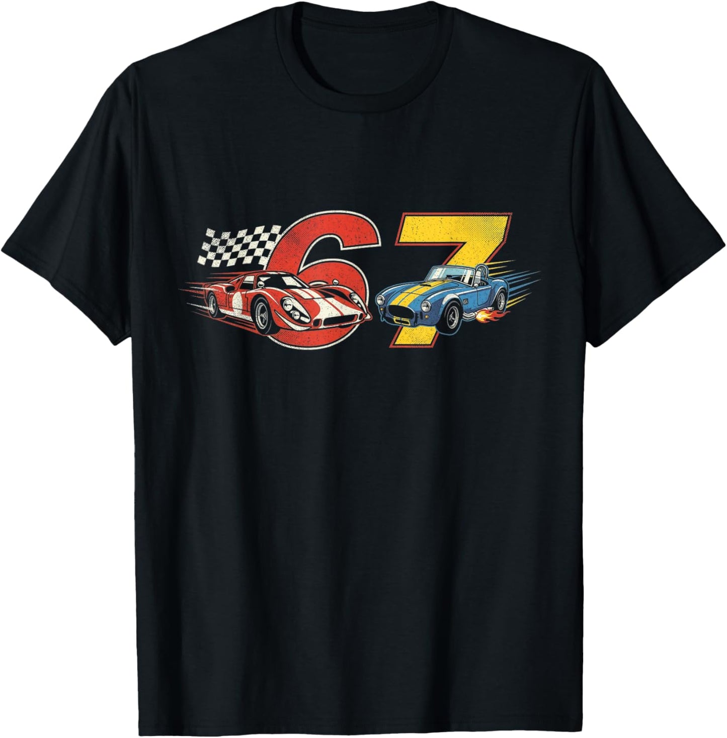 6 7 Six Seven Retro Car Racing Lovers T-Shirt - T-Shirt | Black