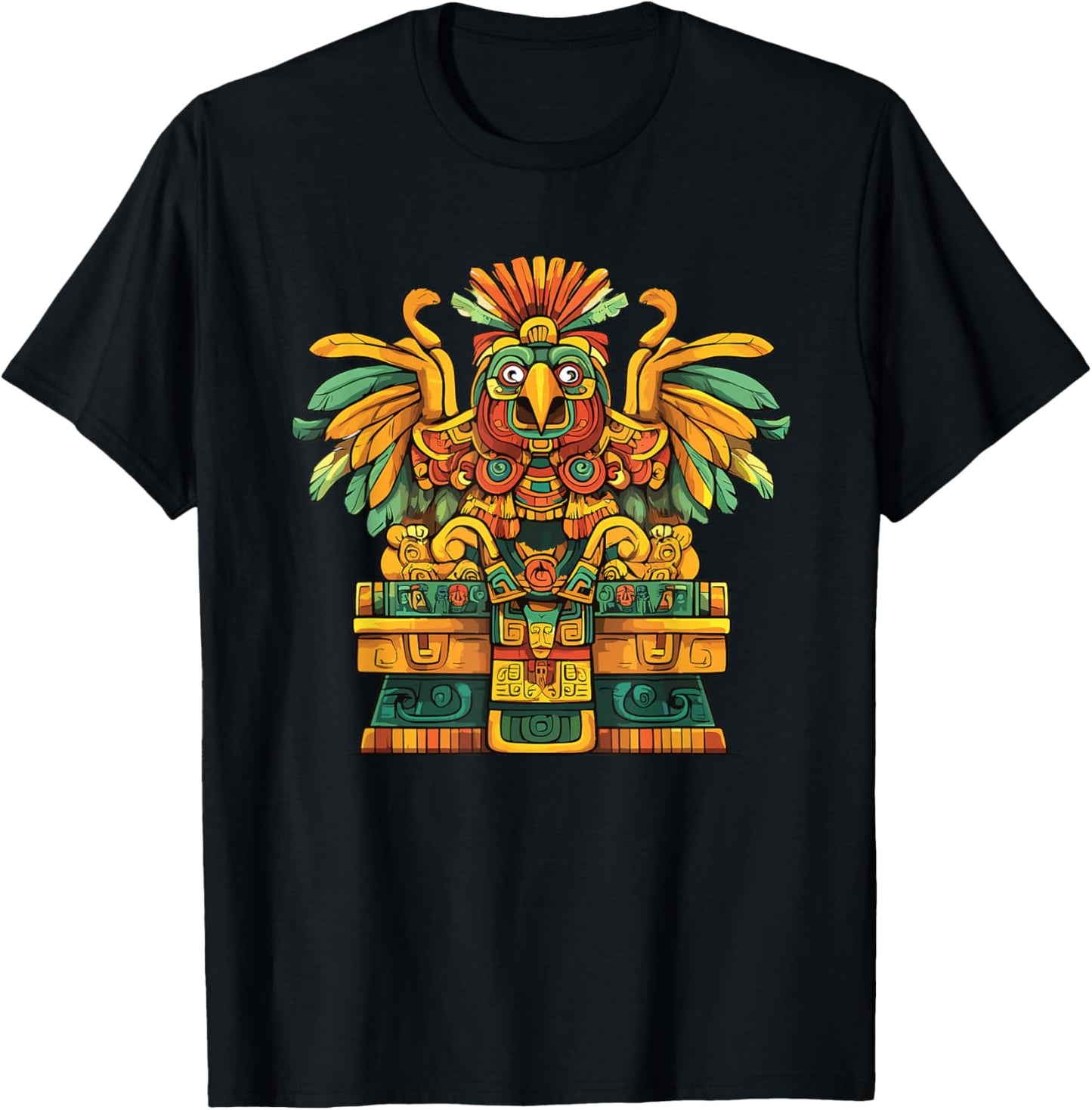 Aztec Eagle Totem Mesoamerican Temple Icon T-Shirt - T-Shirt | Black