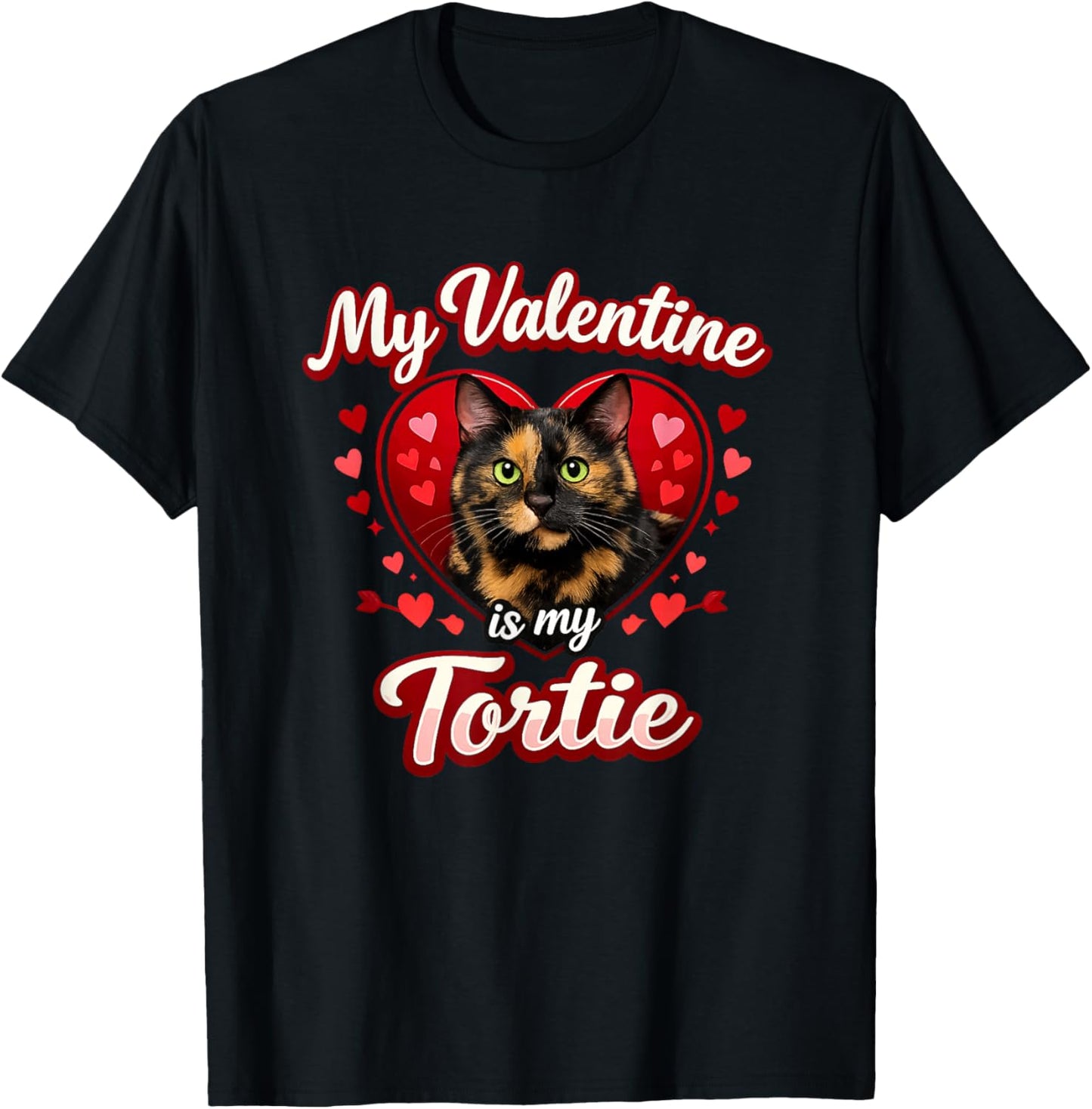 Tortoiseshell Valentine Heart Sweet Kitty Love T-Shirt - T-Shirt | Black