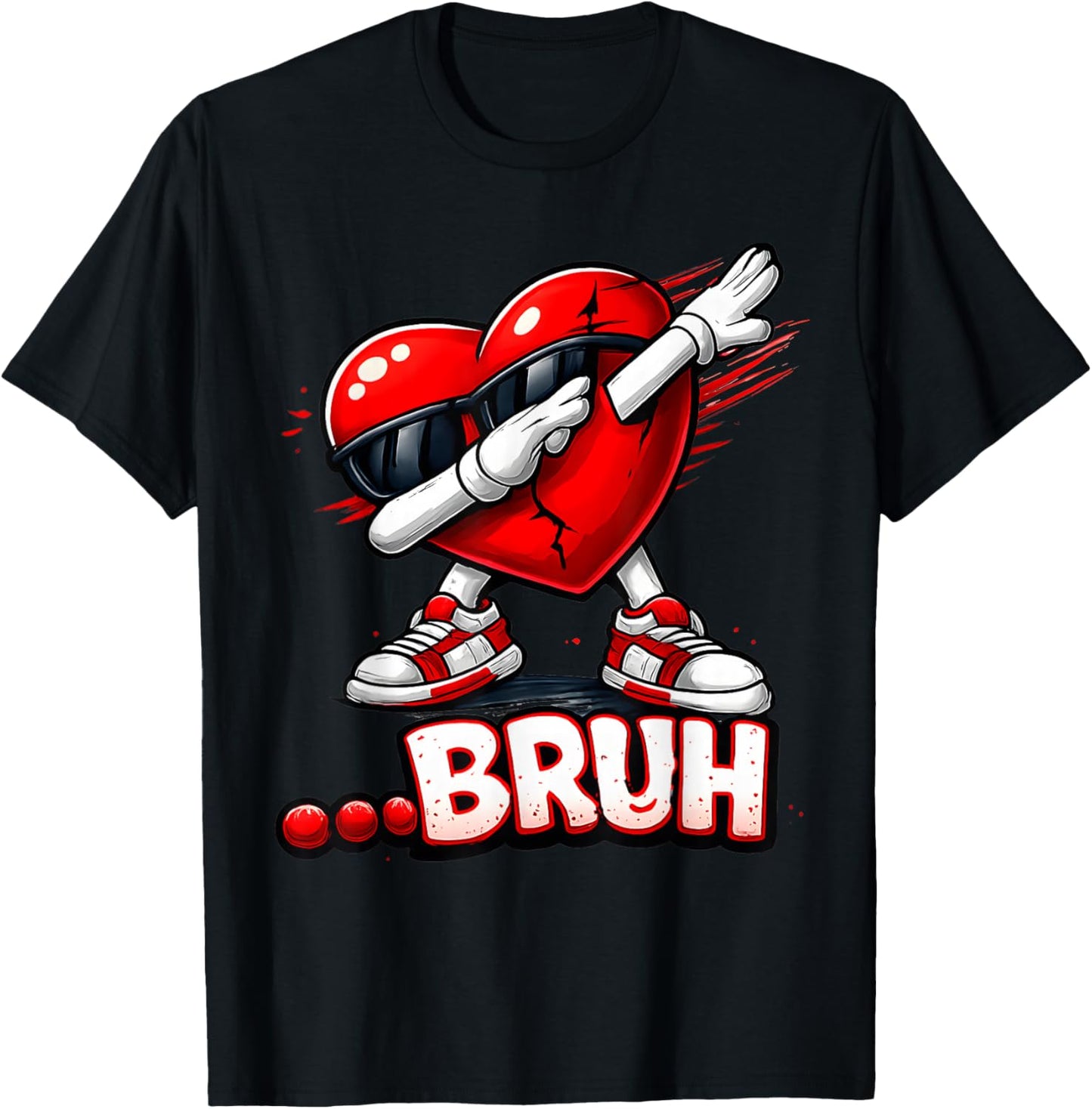Valentines Day Bruh Dabbing Funny Valentines Heart Boys Kids T-Shirt - T-Shirt | Black
