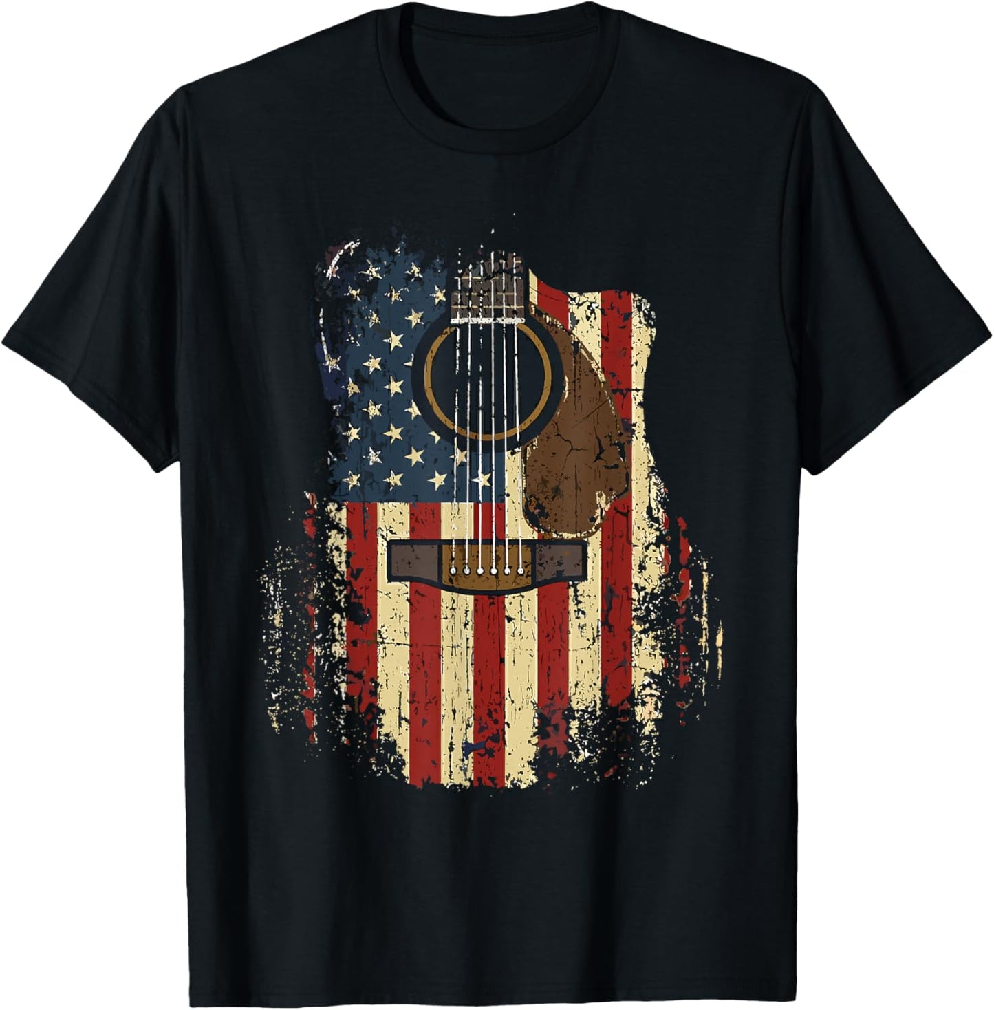Vintage Country Western Acoustic Guitar Design for Guitarist T-Shirt - T-Shirt | Black