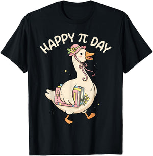 Happy Pi Day Goose Math Teacher Lovers 100 Day of School T-Shirt - T-Shirt | Black