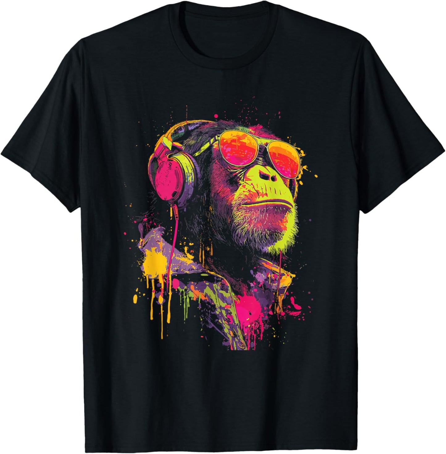Colorful Monkey Headphones Vibrant Graffiti Colorful Kids T-Shirt - T-Shirt | Black