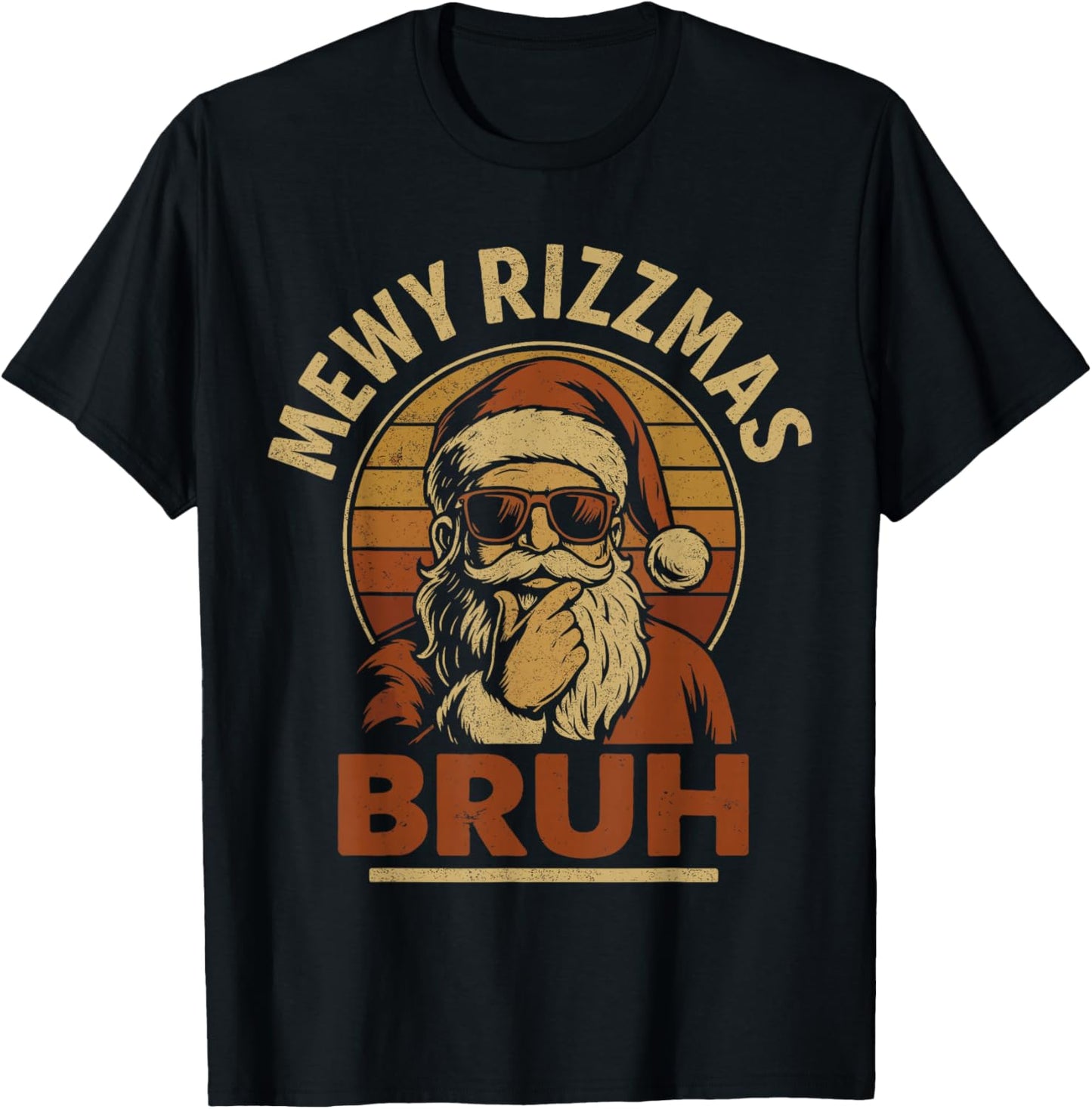 Skibidi Rizzmas Shirt , Rizzler Santa Mewy Rizzmas T-Shirt - T-Shirt | Black