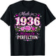 90 Year Old Made 1936 Floral 90th Birthday Women T-Shirt - T-Shirt | Black