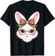 Cute Easter Bunny Leopard Coquette Bow Rabbit Women Kids T-Shirt - T-Shirt | Black