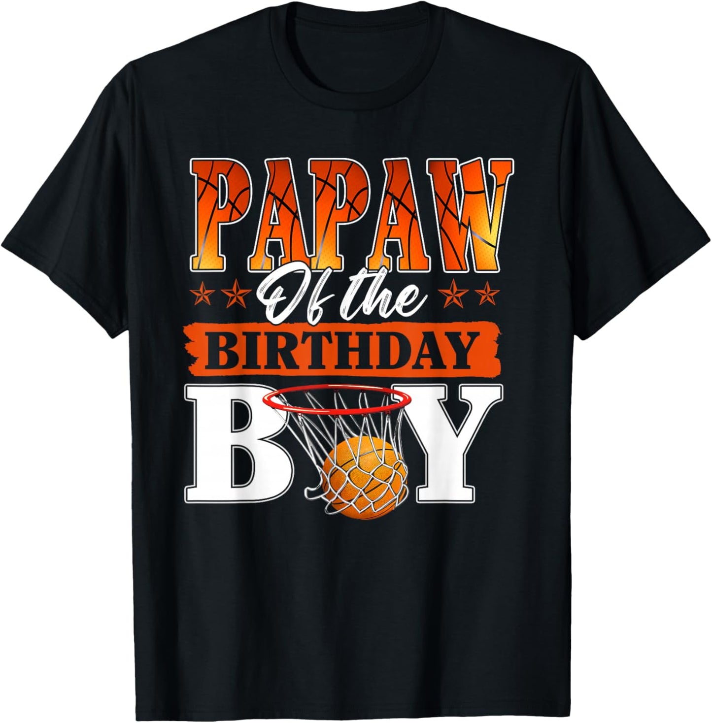 Basketball Papaw of The Birthday Boy Family Matching T-Shirt - T-Shirt | Black