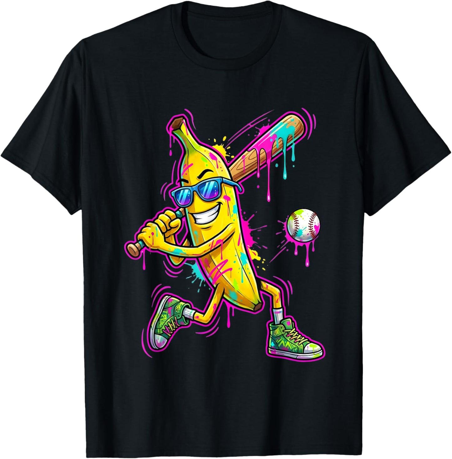 Funny Banana Men Women Kids Youth Drip Ice Cream T-Shirt - T-Shirt | Black