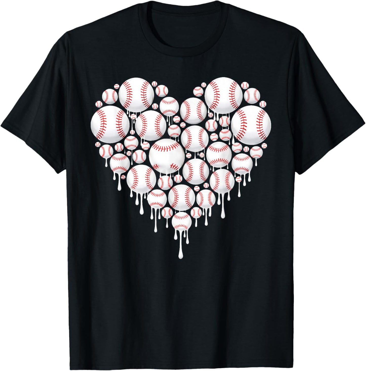Baseball Heart Drip Valentine's Day Baseball Lover Boys Men T-Shirt - T-Shirt | Black