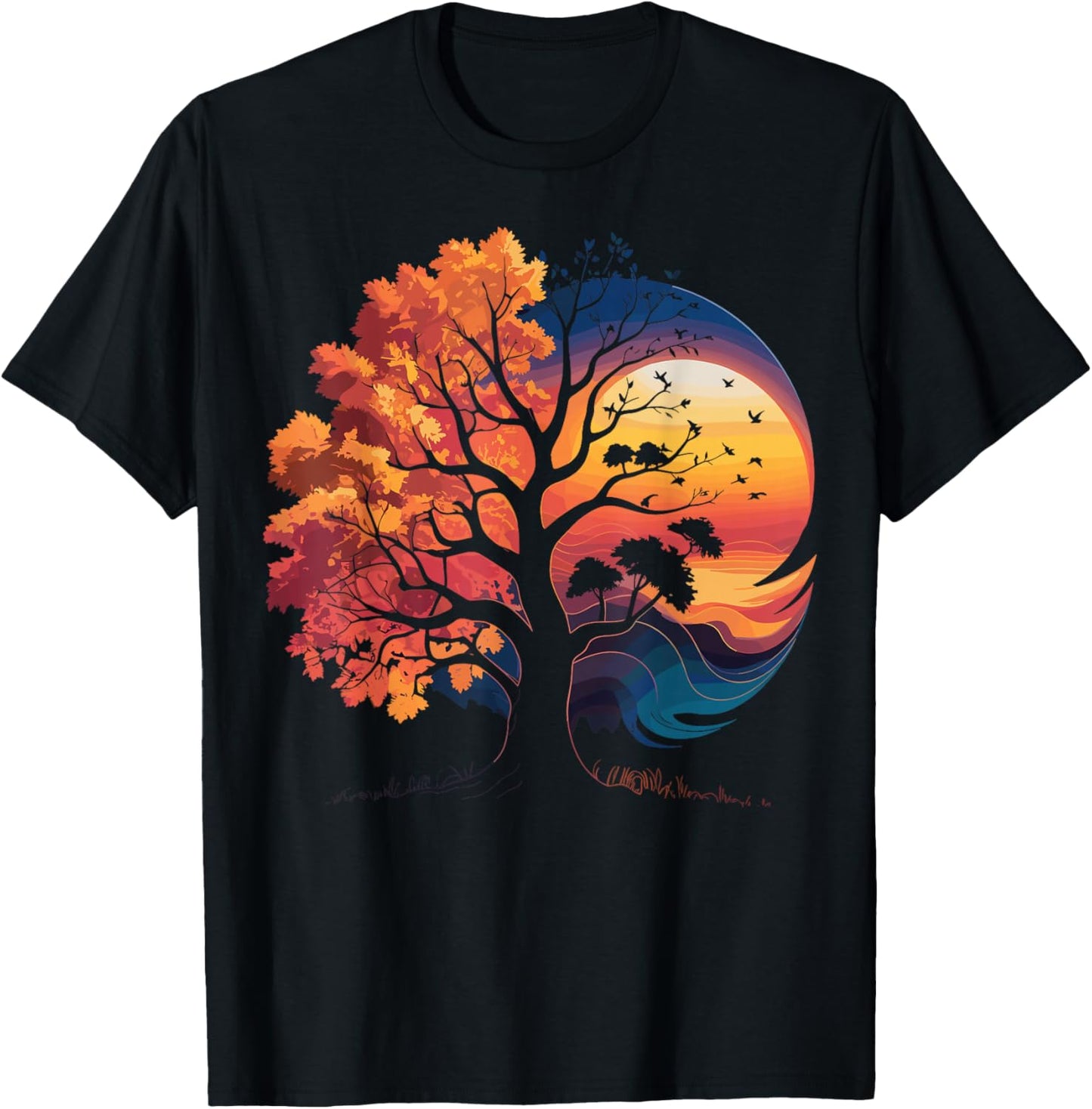 Moon Tree Outdoor Wildlife Nature Forest T-Shirt - T-Shirt | Black