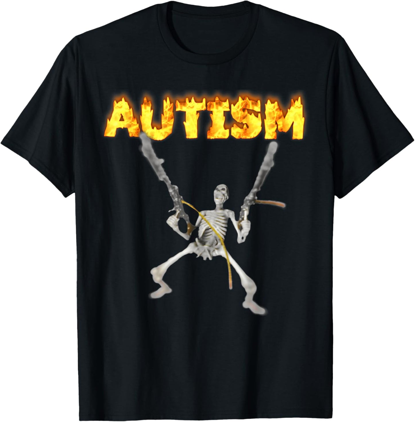 Autism Skeleton Meme Funny Funny Autism Burning Skeleton T-Shirt - T-Shirt | Black