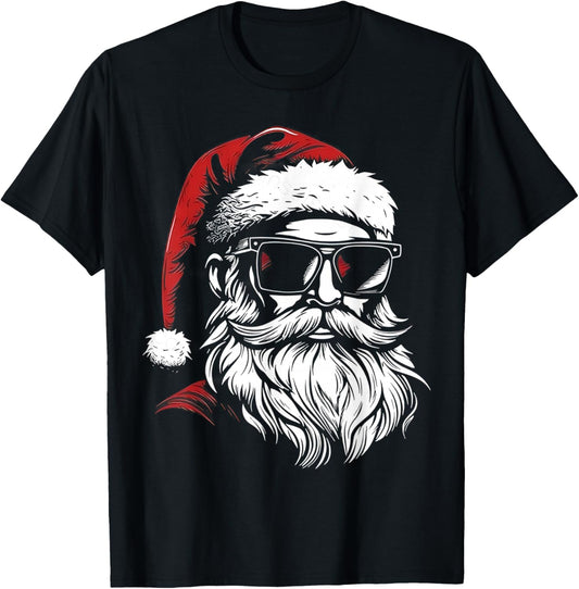 Santa Face Retro Sunglasses Christmas Xmas Men T-Shirt - T-Shirt | Black