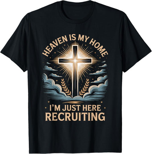 Heaven is My Home Faith Praying Cross Christian Bible Verse T-Shirt - T-Shirt | Black