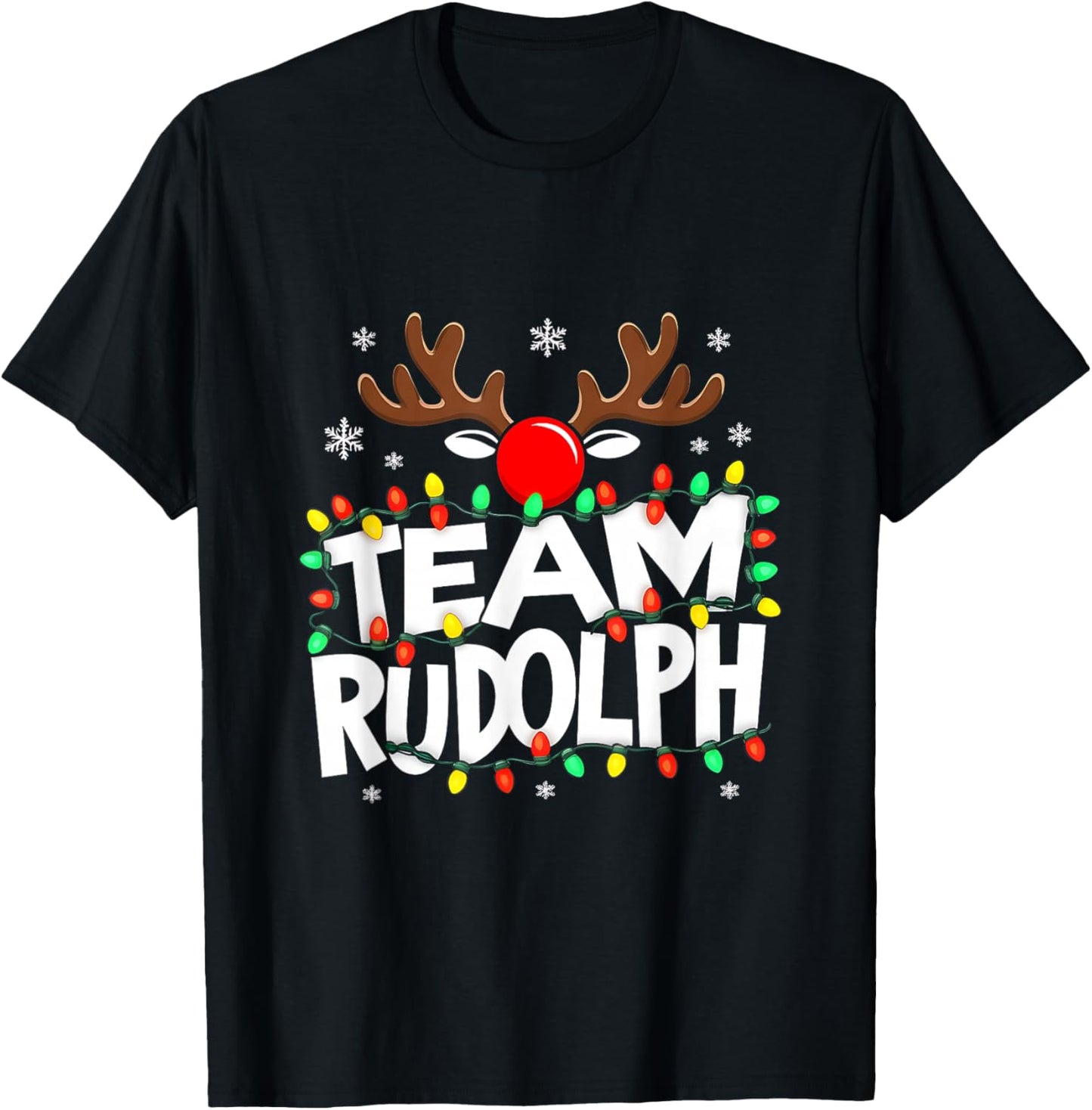 Rudolph Team Red-Nosed Reindeer Holiday Humor Group T-Shirt - T-Shirt | Black