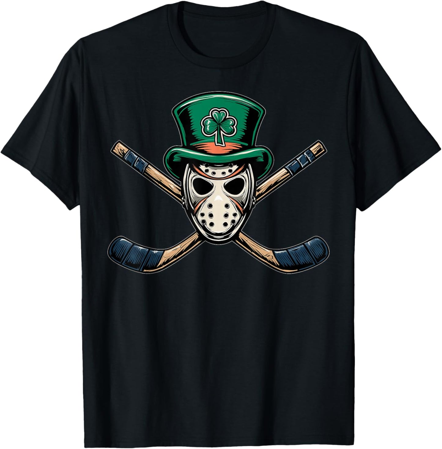 Ice Hockey St. Patricks Day Pattys Day Irish Leprechaun Luck T-Shirt - T-Shirt | Black