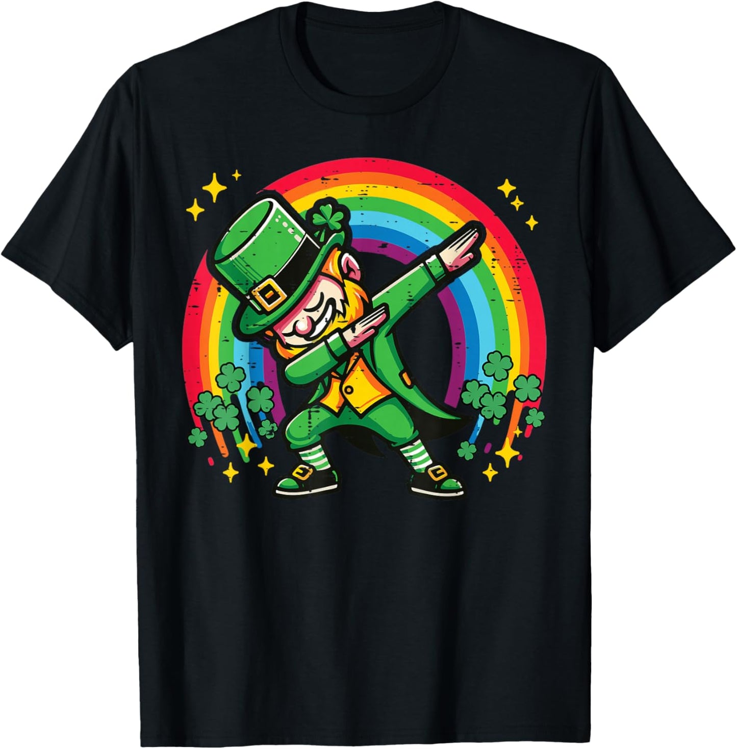 St Patricks Day Leprechaun Dab Rainbow Saint Pattys Boy Kids T-Shirt - T-Shirt | Black
