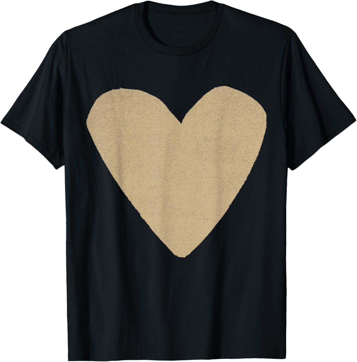 Boho Tops Valentines Day Cute Girls Tan Heart T-Shirt - T-Shirt | Black
