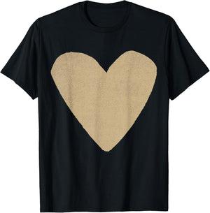 Boho Tops Valentines Day Cute Girls Tan Heart T-Shirt - T-Shirt | Black