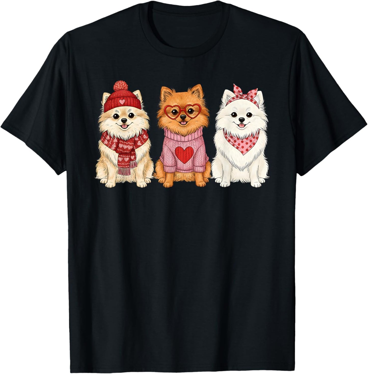 Cute Pomeranian Valentine Dog T-Shirt - T-Shirt | Black