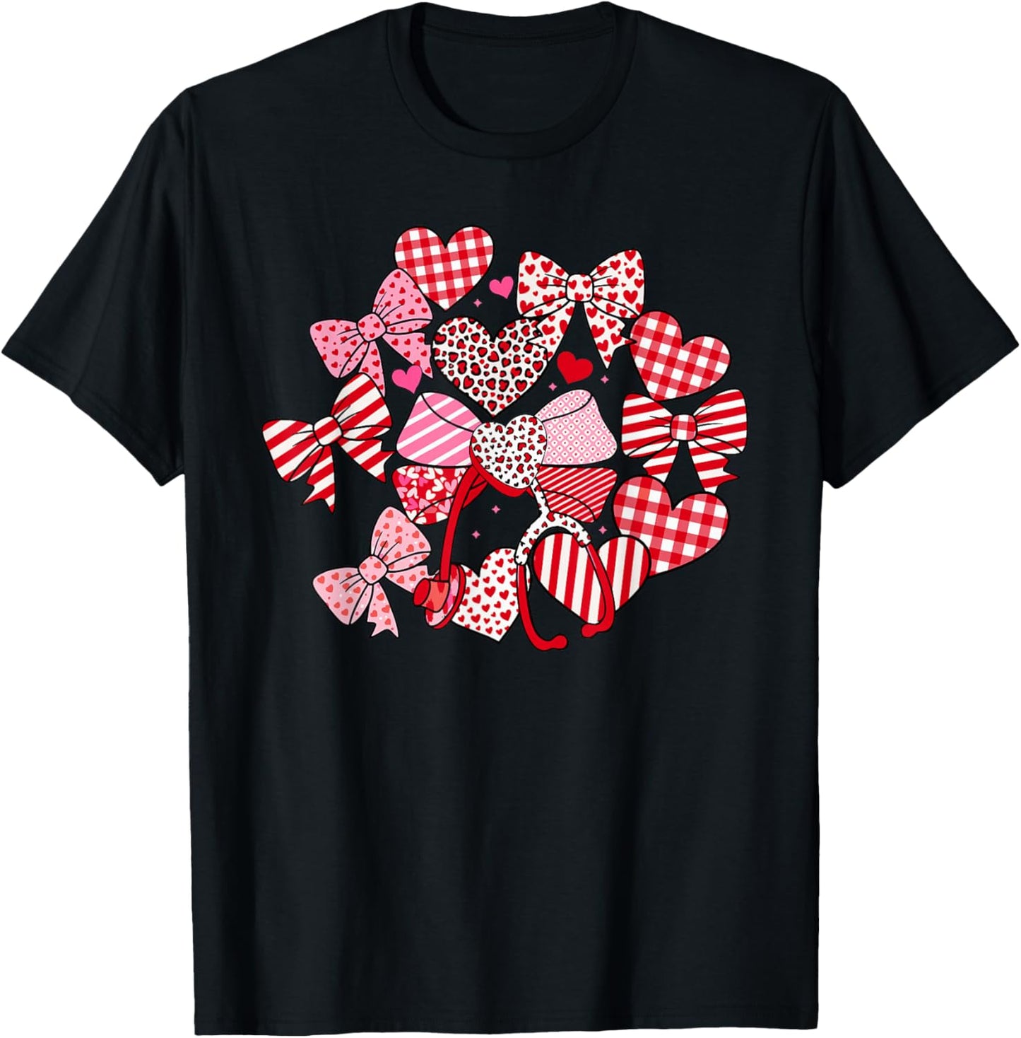 Nurse Valentines Medical Bow Stethoscope Healthcare Women T-Shirt - T-Shirt | Black