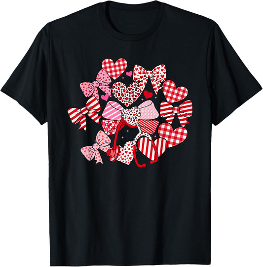 Nurse Valentines Medical Bow Stethoscope Healthcare Women T-Shirt - T-Shirt | Black