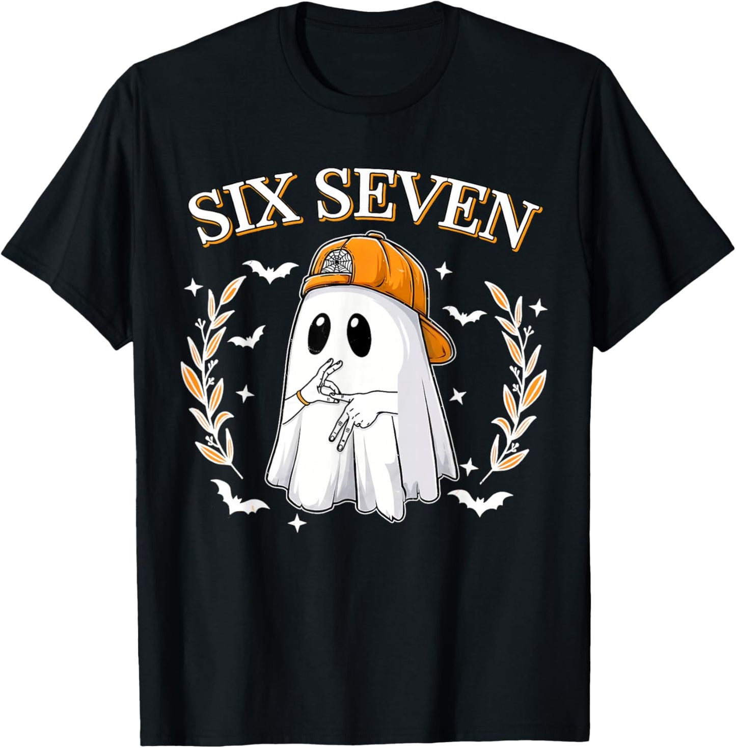 Six Seven 67 Meme Funny Ghost Halloween 6 7 Couple Matching T-Shirt - T-Shirt | Black
