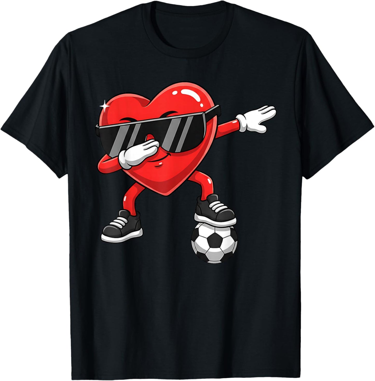 Valentines Day Football Heart Dab Soccer Men Boys Kids Teens T-Shirt - T-Shirt | Black