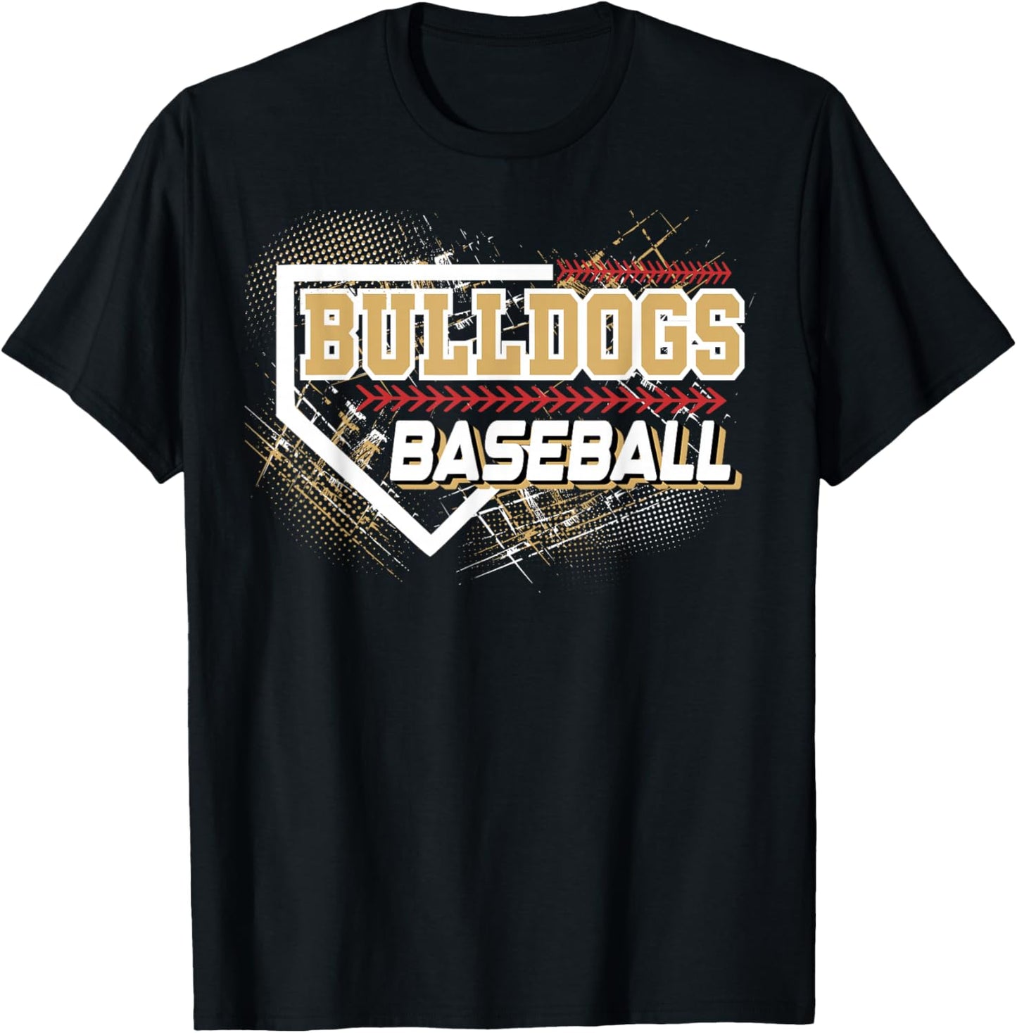 Bulldogs Baseball School Spirit Gold Bulldog Mascot Team T-Shirt - T-Shirt | Black