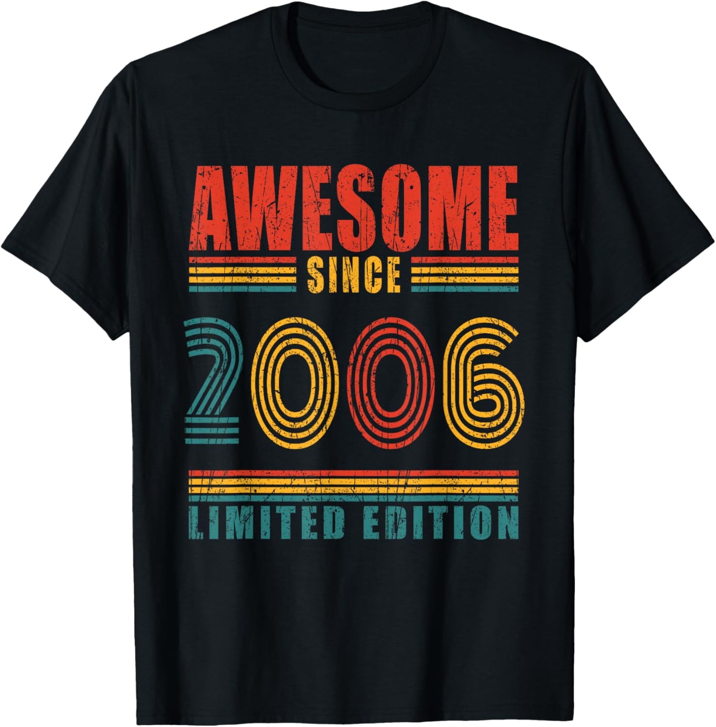 20th Birthday Awesome Since 2006 Vintage 20 Birthday T-Shirt - T-Shirt | Black