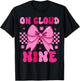 Groovy On Cloud Nine Bday 9th Birthday Girl Coquette Bow T-Shirt - T-Shirt | Black