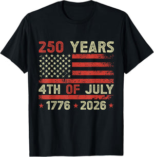 250th Anniversary 4th of July 2026 USA 250th Anniversary T-Shirt - T-Shirt | Black