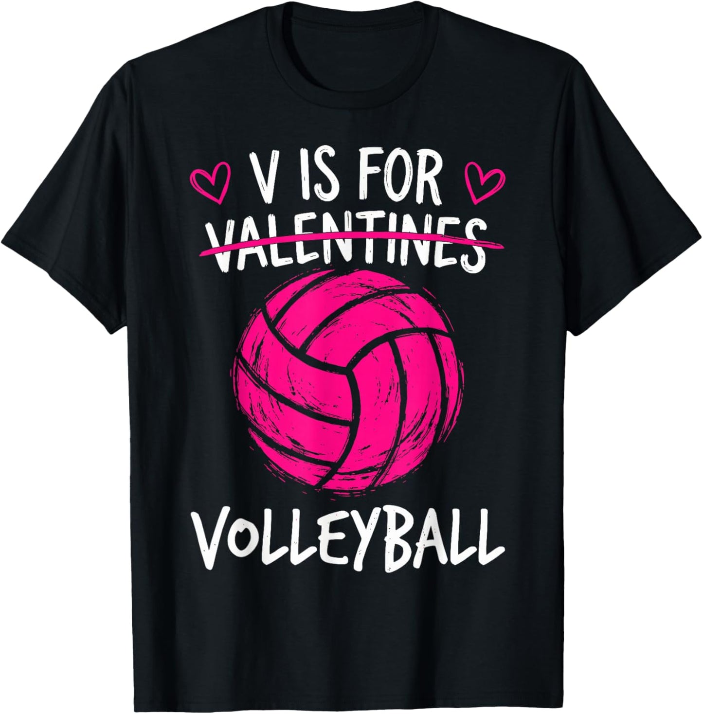V is for Volleyball Valentine Funny Couple Valentines Day T-Shirt - T-Shirt | Black