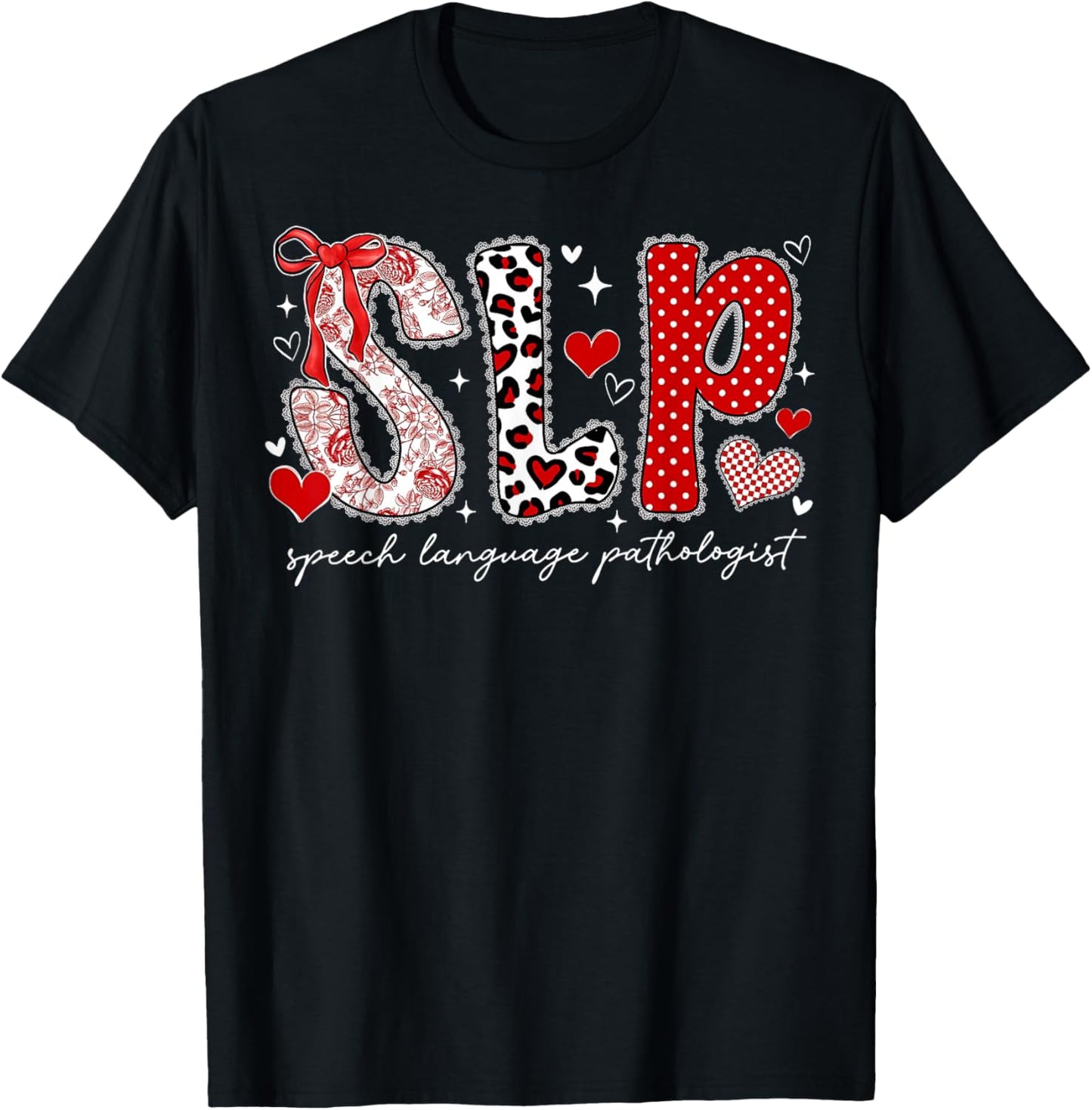 Speech Language Pathologist Valentines Day SLP Therapy T-Shirt - T-Shirt | Black
