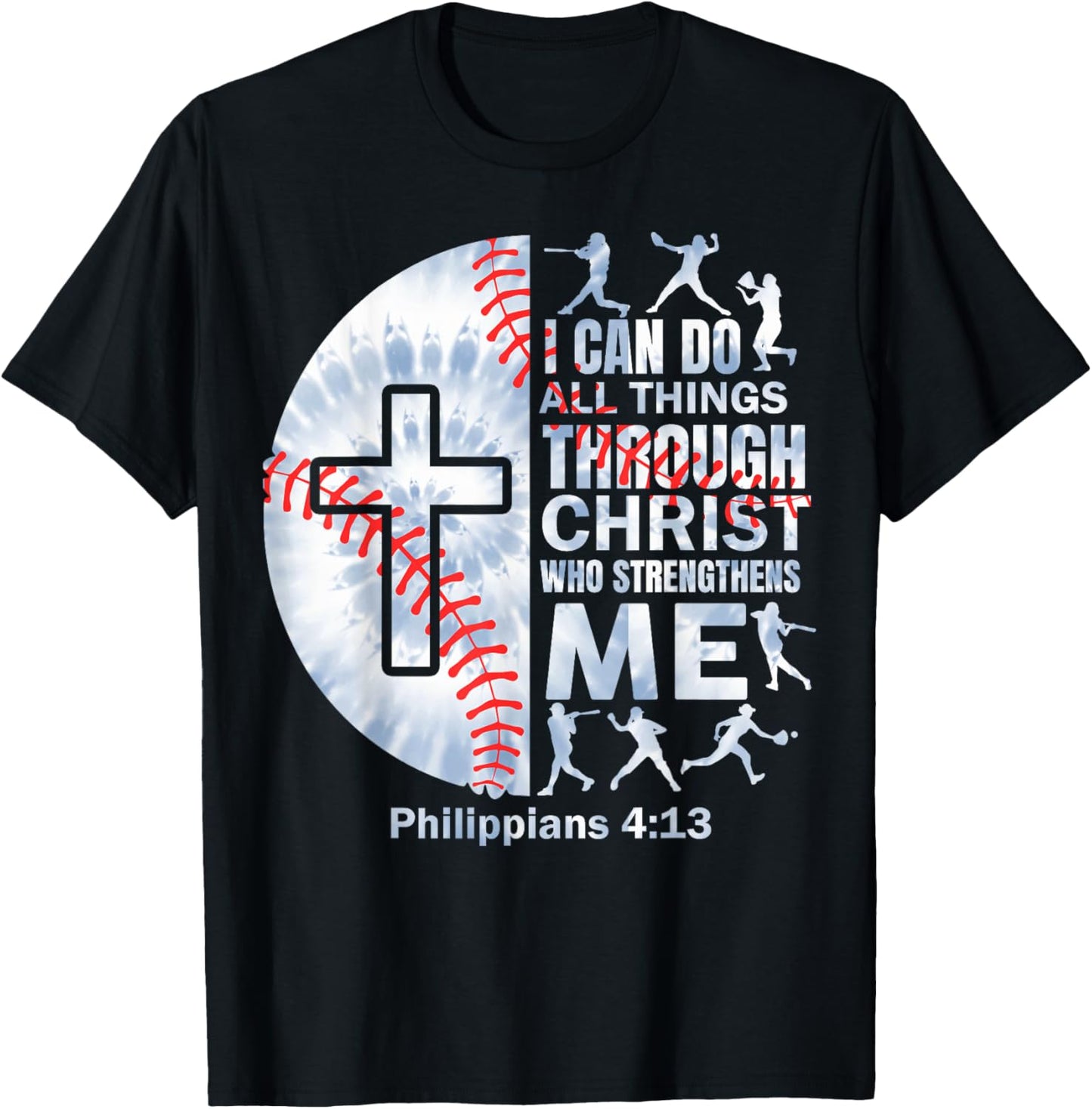 Christian Baseball Men Boy Player Team Religious Philippians T-Shirt - T-Shirt | Black