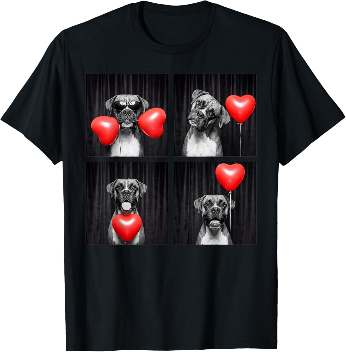 Funny Boxer Dog Lover Photobooth Design Valentines T-Shirt - T-Shirt | Black