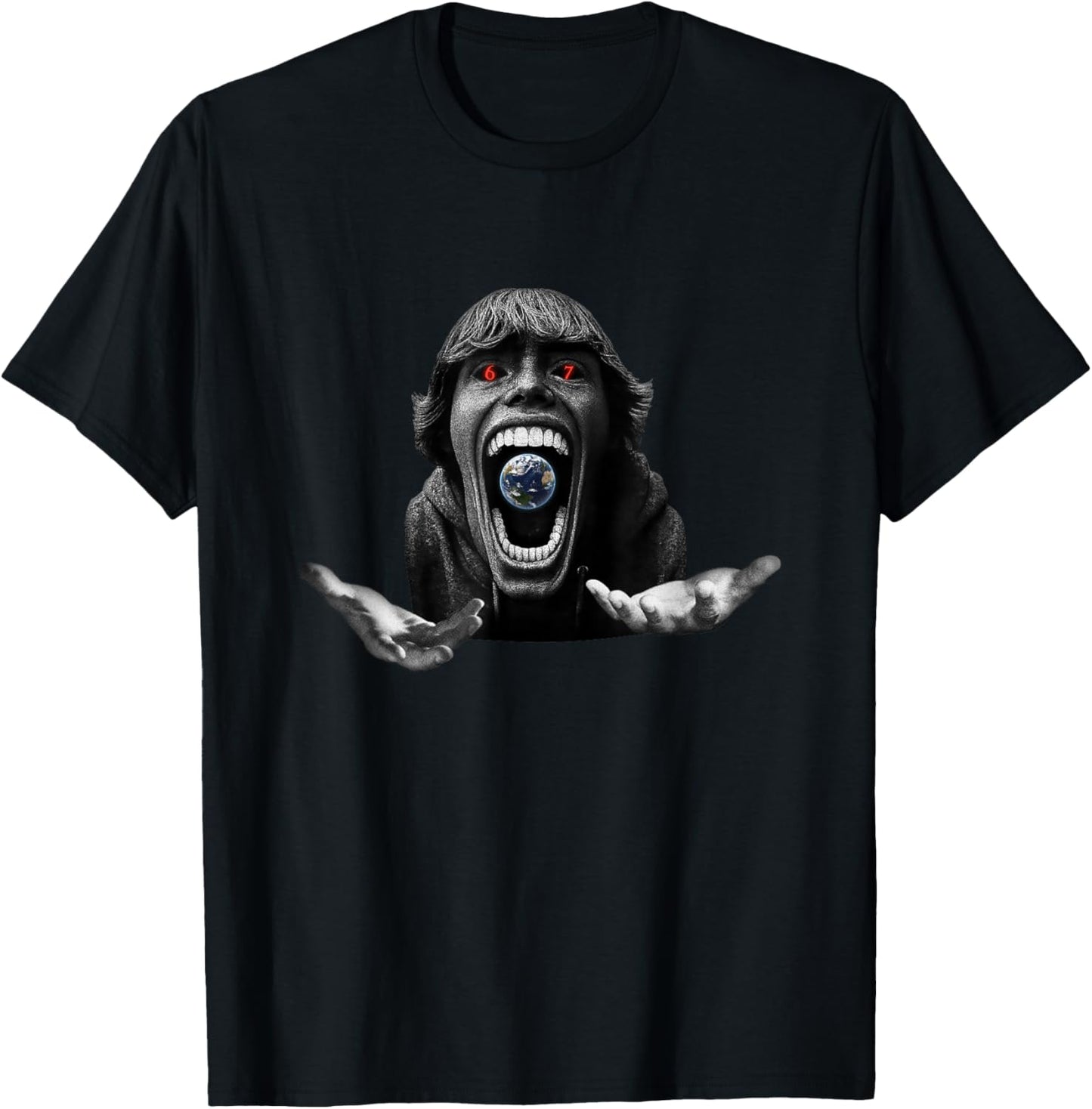 SCP-067 6-7 Kid Eating Earth Globe Analog Horror T-Shirt - T-Shirt | Black