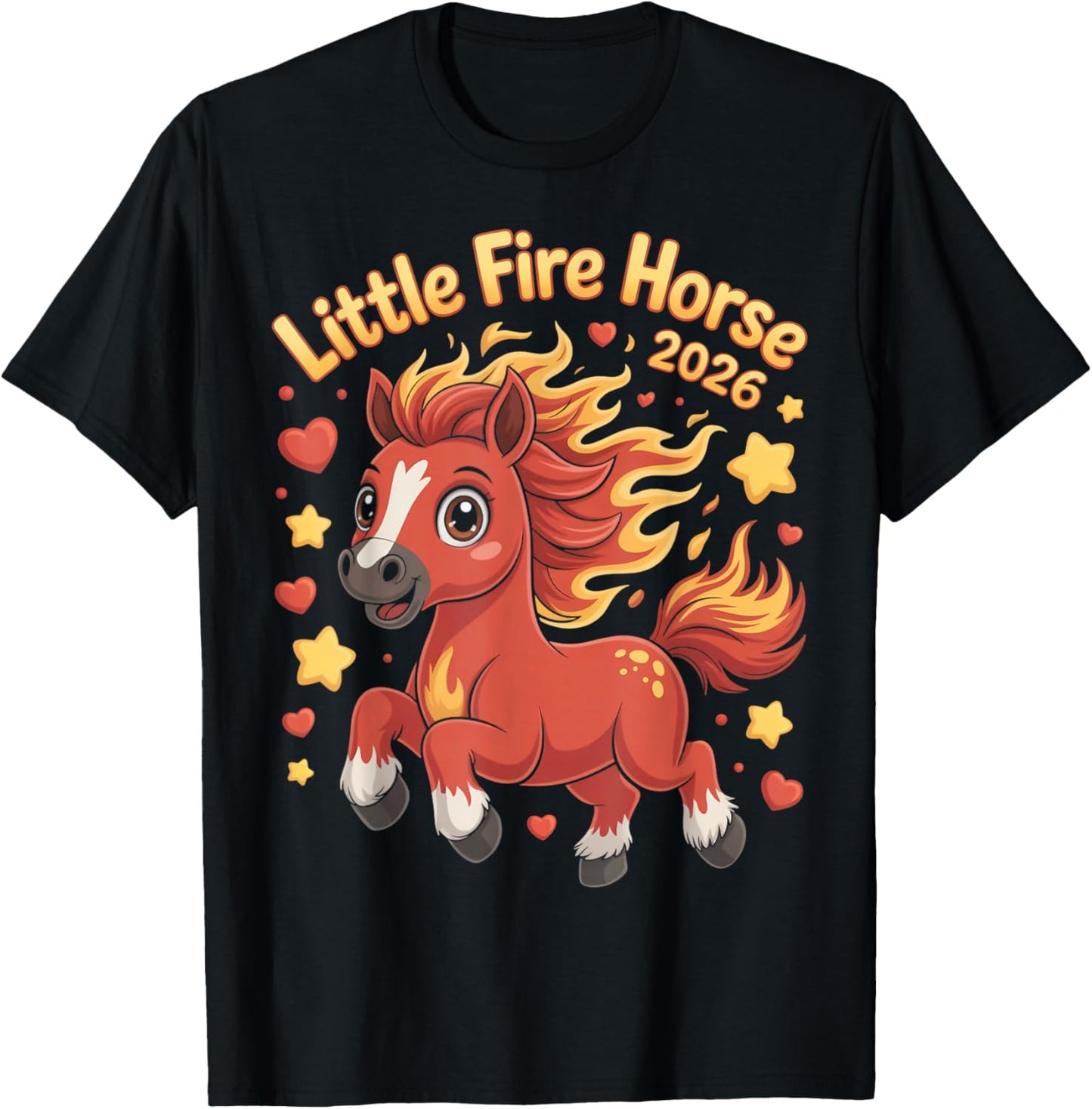 Little Fire Horse Chinese Lunar New Year of The Horse 2026 T-Shirt - T-Shirt | Black