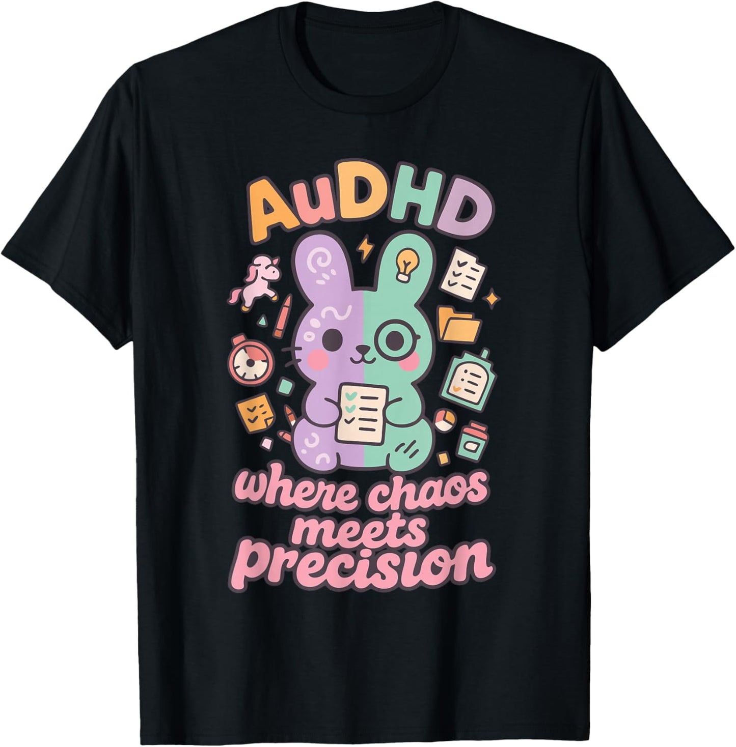 AuDHD Where Chaos Meets Precision Design T-Shirt - T-Shirt | Black