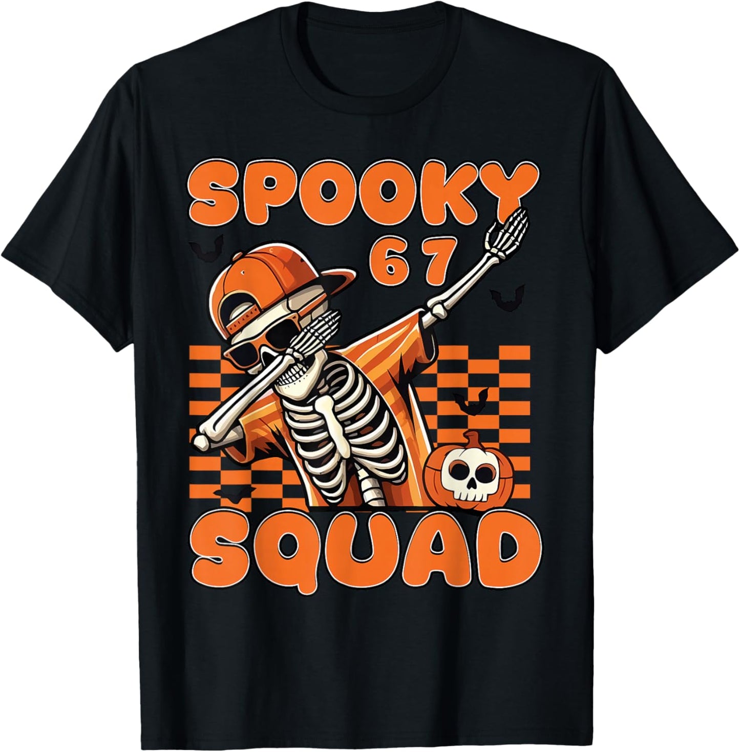 67 Halloween Meme 6 7 Numbers Six Seven Funny Kids Skeleton T-Shirt - T-Shirt | Black