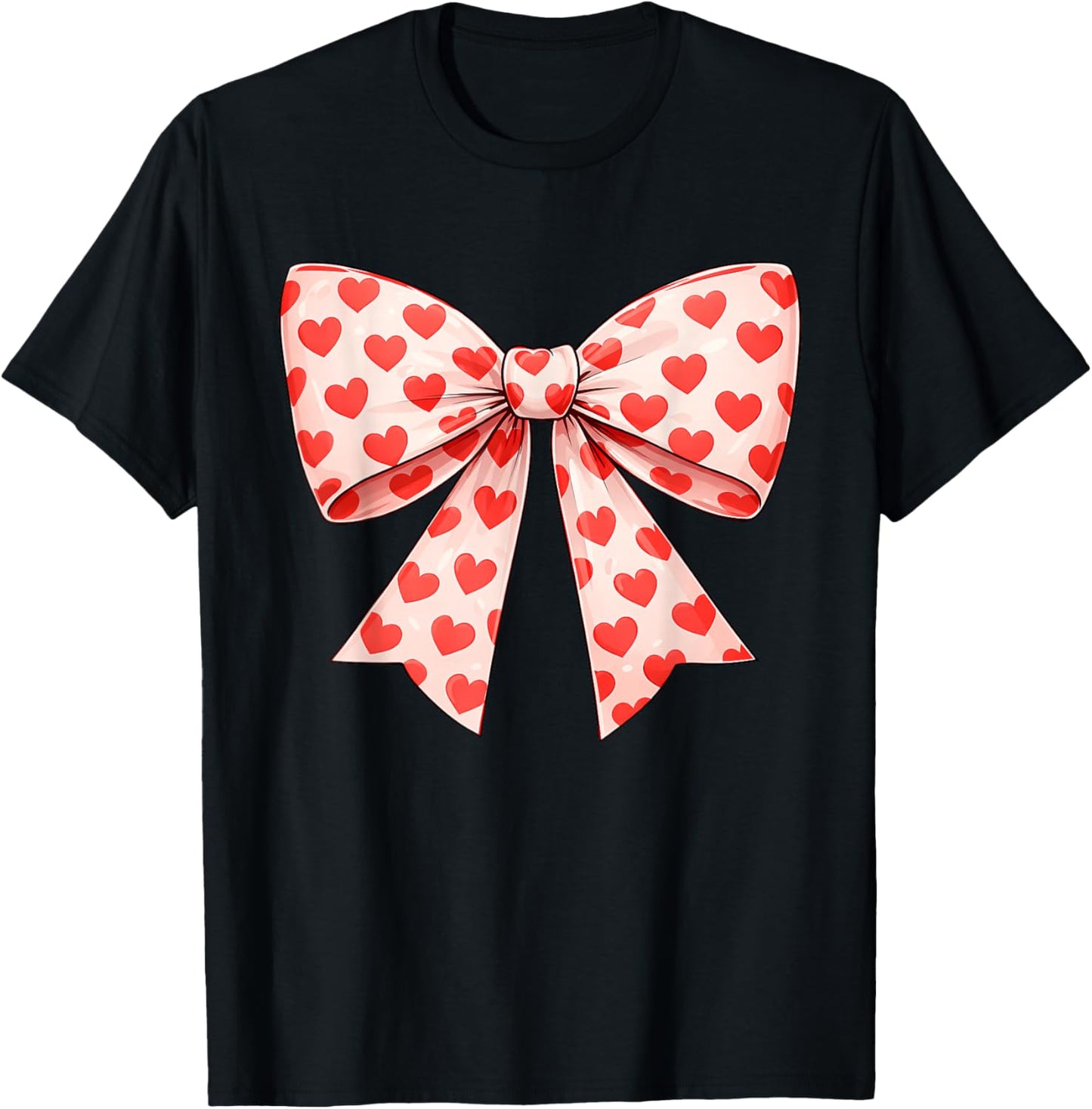 Girls Valentine Heart Bow Cute Valentines Day Teens Kids T-Shirt - T-Shirt | Black